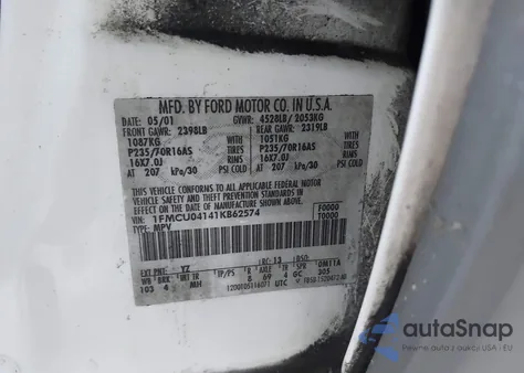 2001 Ford Escape Xlt из США, поврежденный, VIN 1FMCU04141KB62574